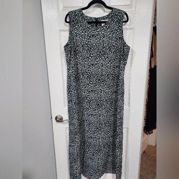 Vintage Victoria Moon Black Leopard Print Sleeveless Maxi Dress in Size XL - Picture 1 of 8